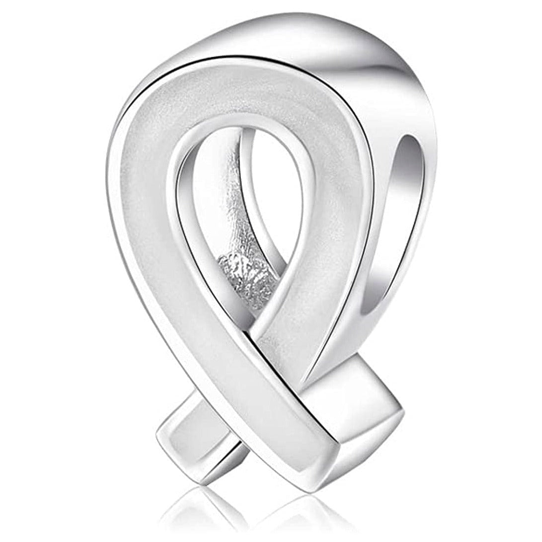 White Ribbon Bead Charm