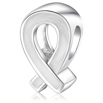 White Ribbon Bead Charm