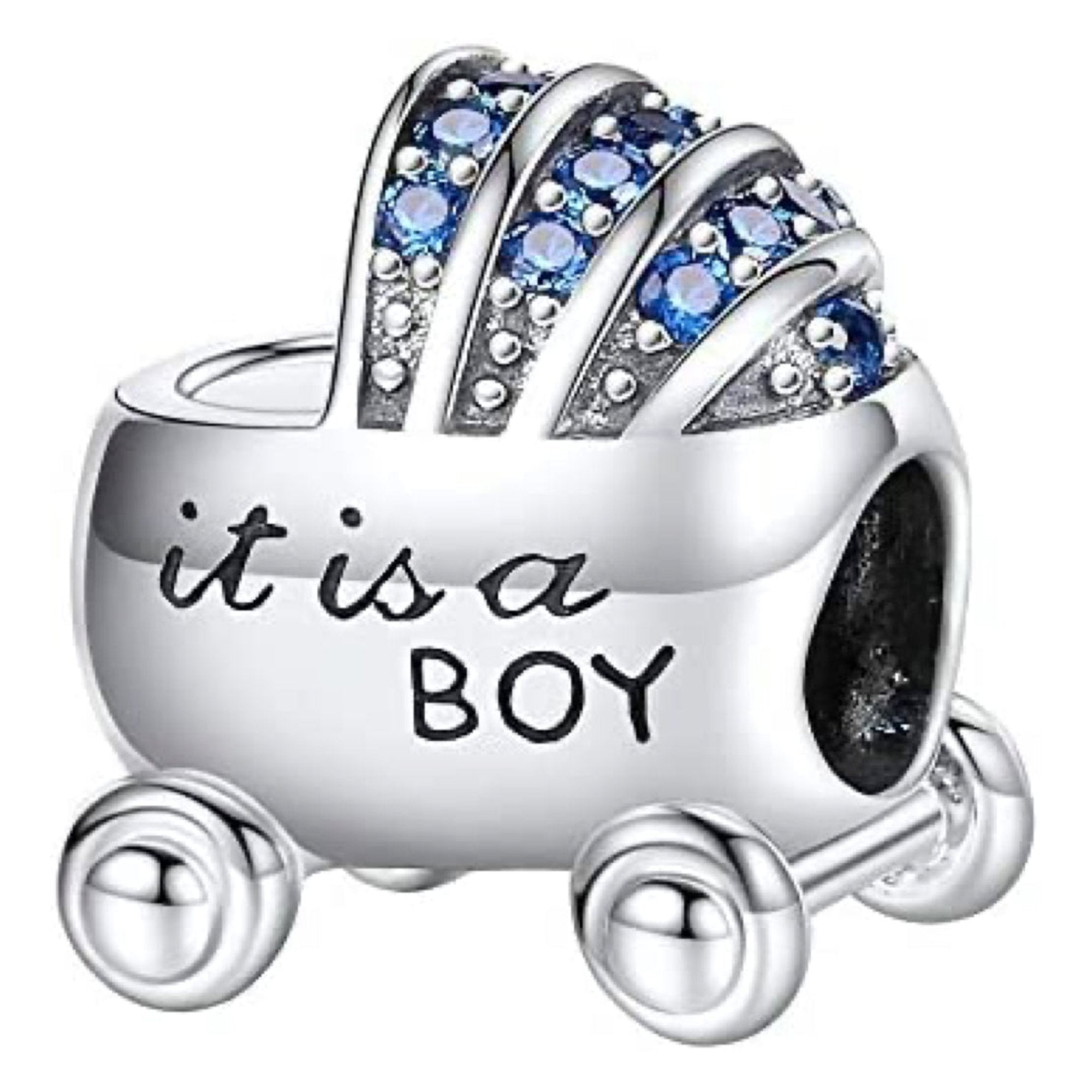 It's a Boy Baby Carriage Bead Charm