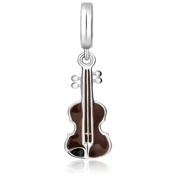 Wooden Violin Musical Instrument Dangle Pendant Charm