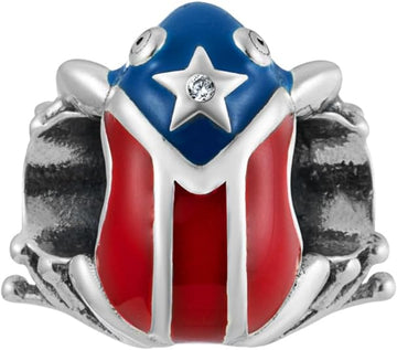 Puerto Rico Flag Coqui Frog Bead Charm