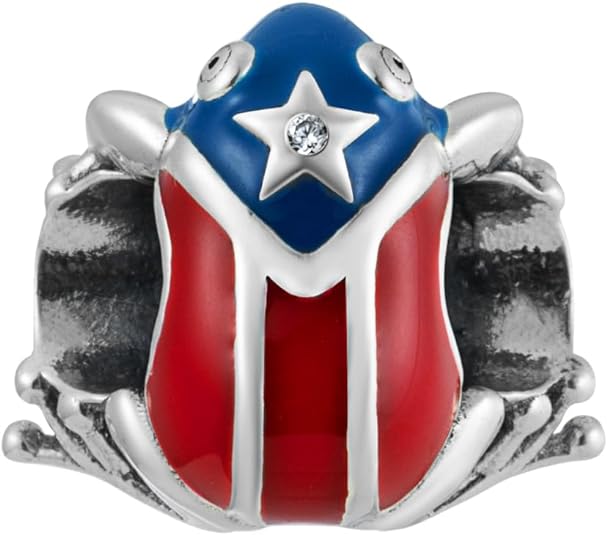 Puerto Rico Flag Coqui Frog Bead Charm