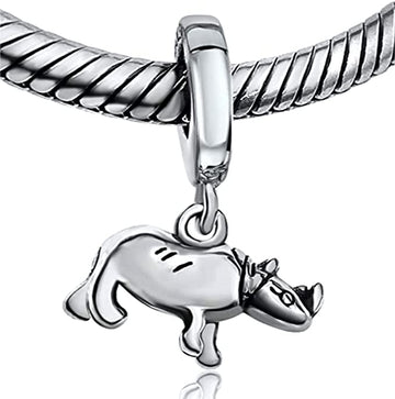 Rhino 3D Rhinoceros Dangle Pendant Bead Charm