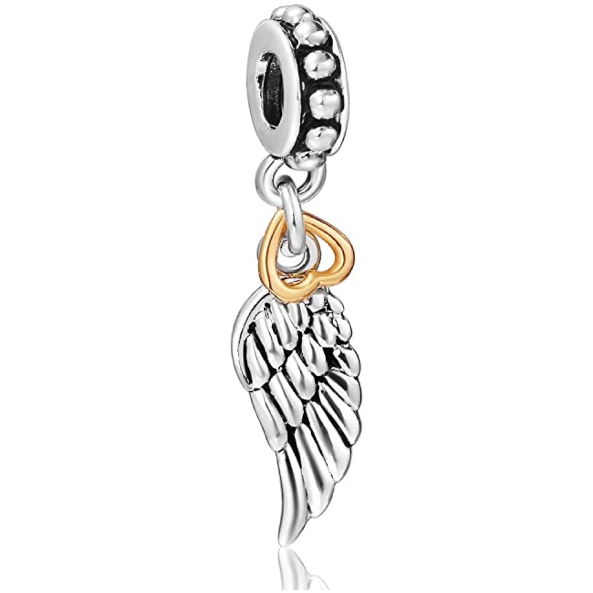 Guardian Angel Wing Heart Bead Dangle Pendant