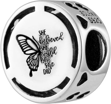 She Believed She Could, So She Did Butterfly Bead Charm