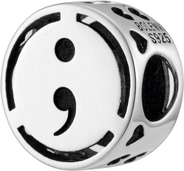 Semicolon Mental Health Awareness Silver Bead Charm
