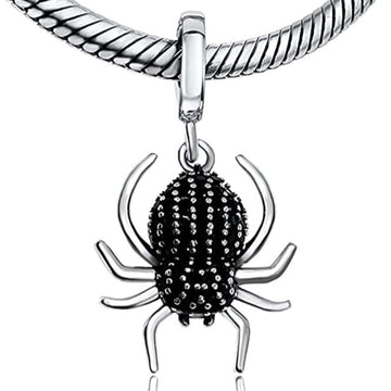 Black Widow Spider Silver Dangle Pendant