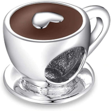 Cup of Coffee Tea Lovers Heart Bead Charm