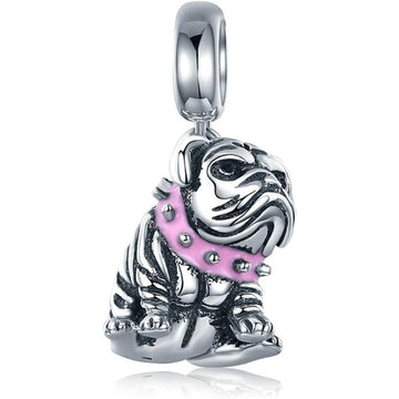 English Bulldog Pink Collar Dog Dangle Pendant