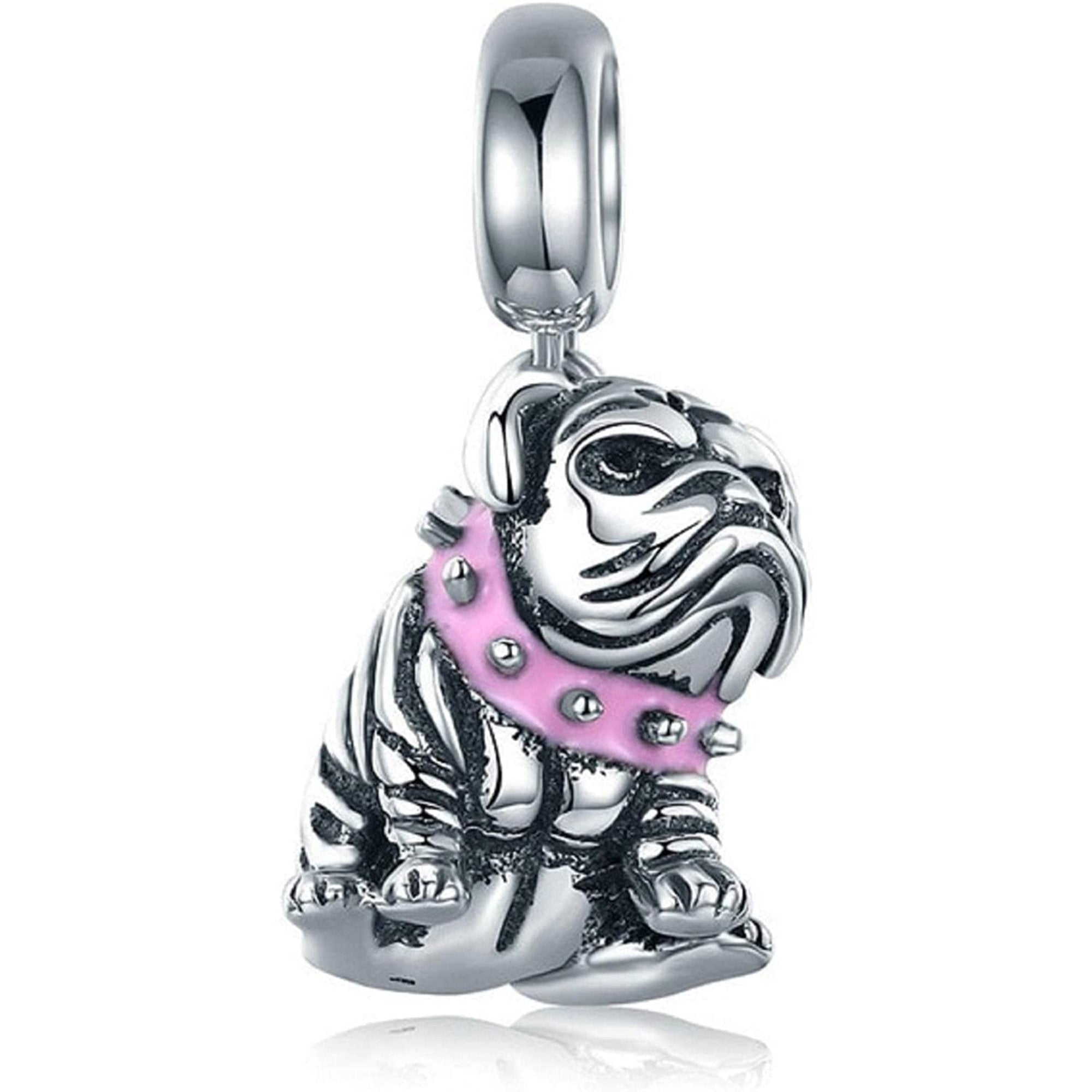 English Bulldog Pink Collar Dog Dangle Pendant