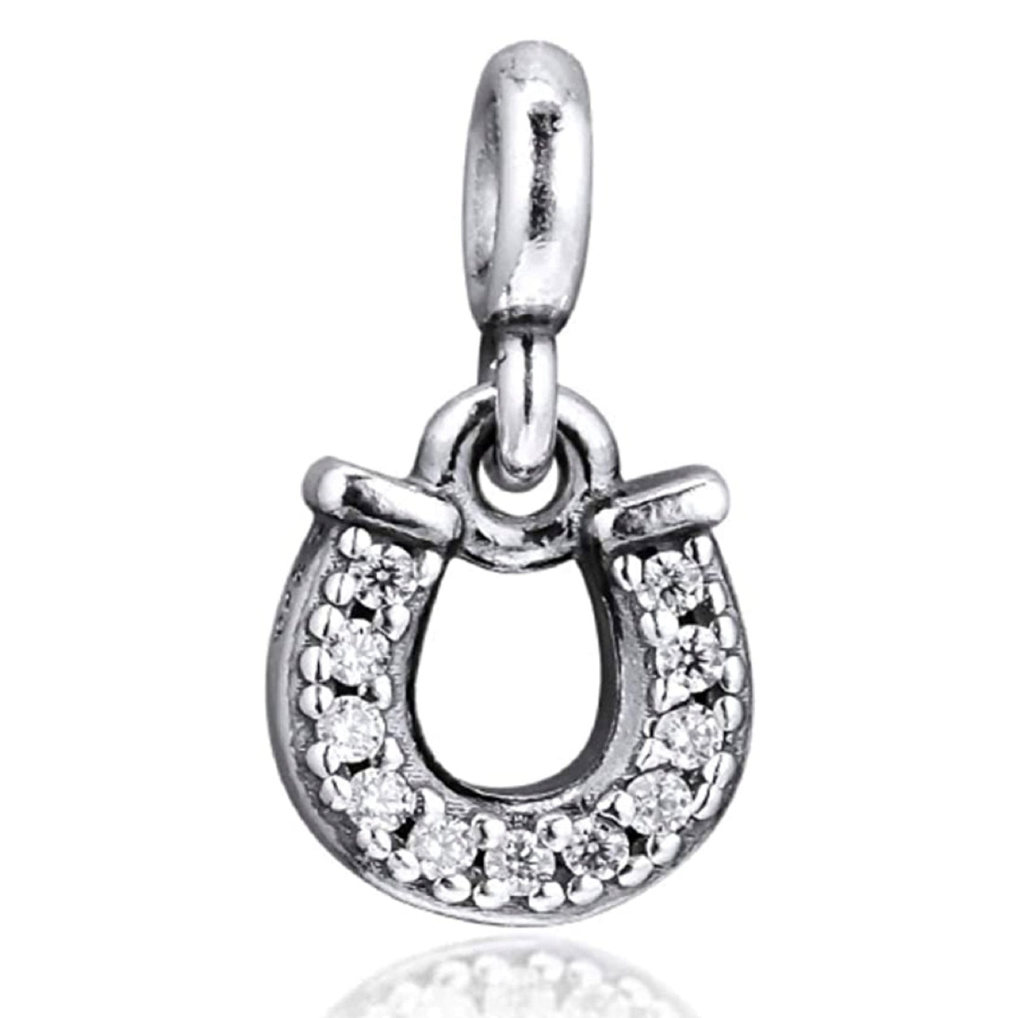 Crystallized Lucky Horseshoe Dangle Pendant Charm