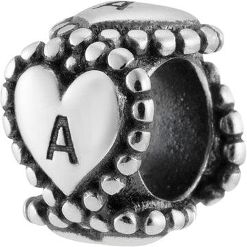 A-Z Alphabets Letters Initial Name Hearts Spacer Bead Charm
