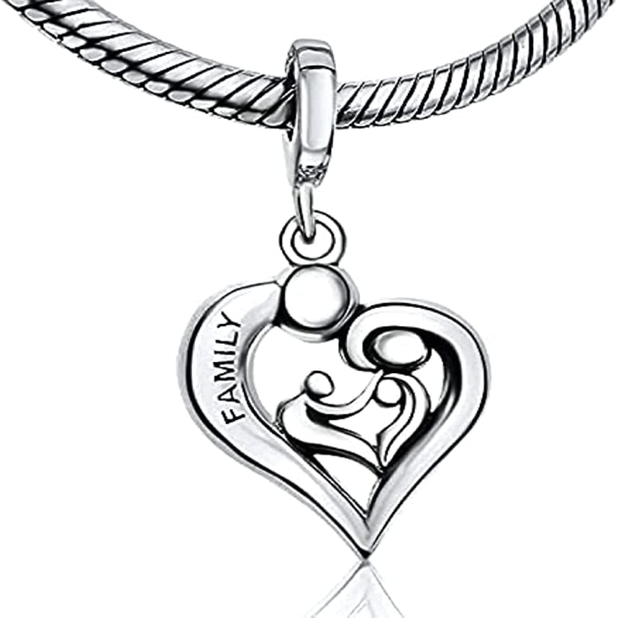 Love Family Heart Dangle Pendant Charm