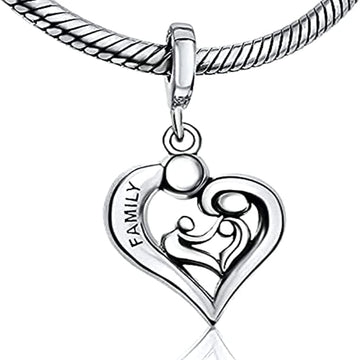 Love Family Heart Dangle Pendant Charm