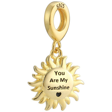 You Are My Sunshine Gold Sun Dangle Pendant Charm