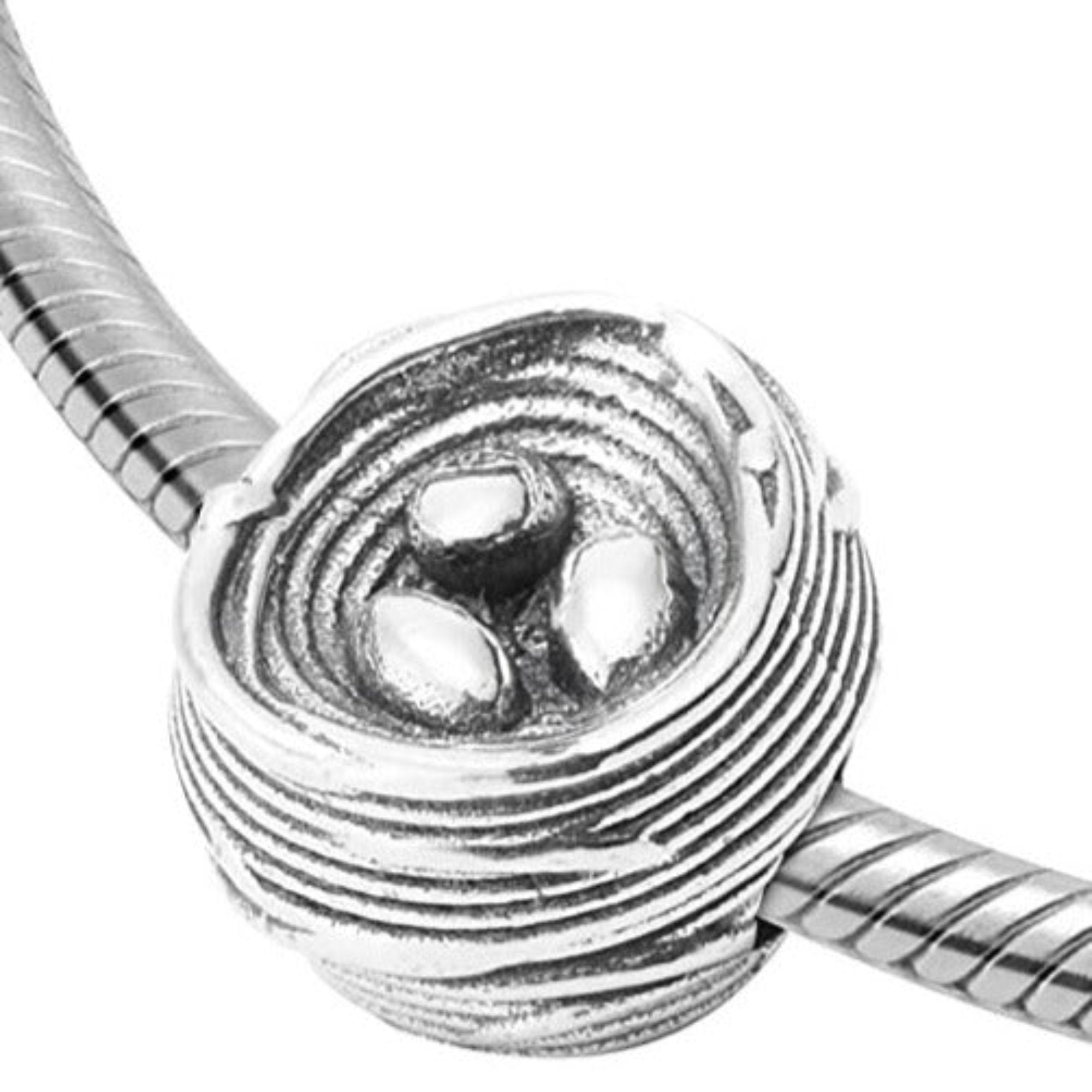 Bird Nest Eggs Bead Charm