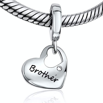 Brother Love Family Heart Dangle Pendant Charm