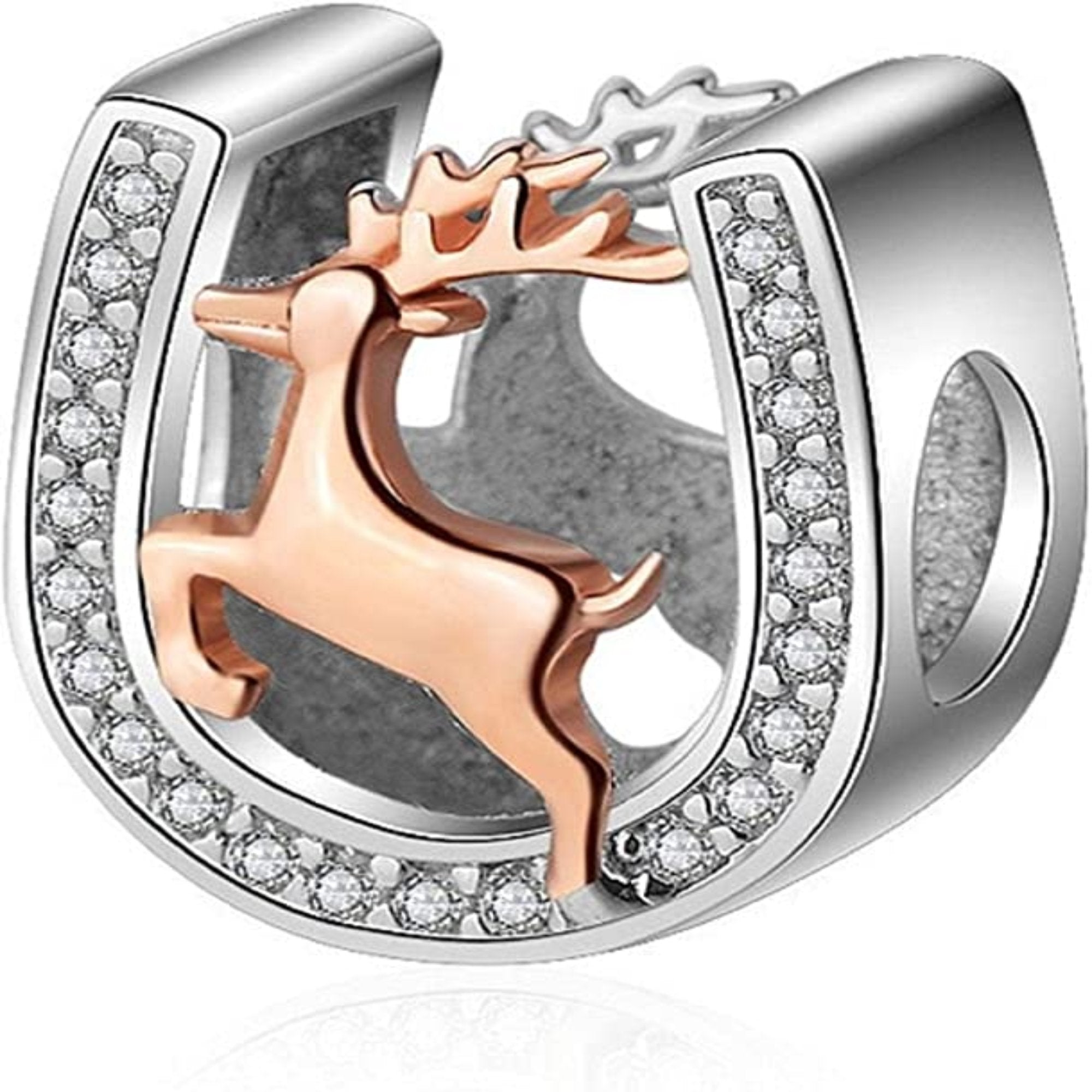 Lucky Horse Shoe Running Deer Bead Charm