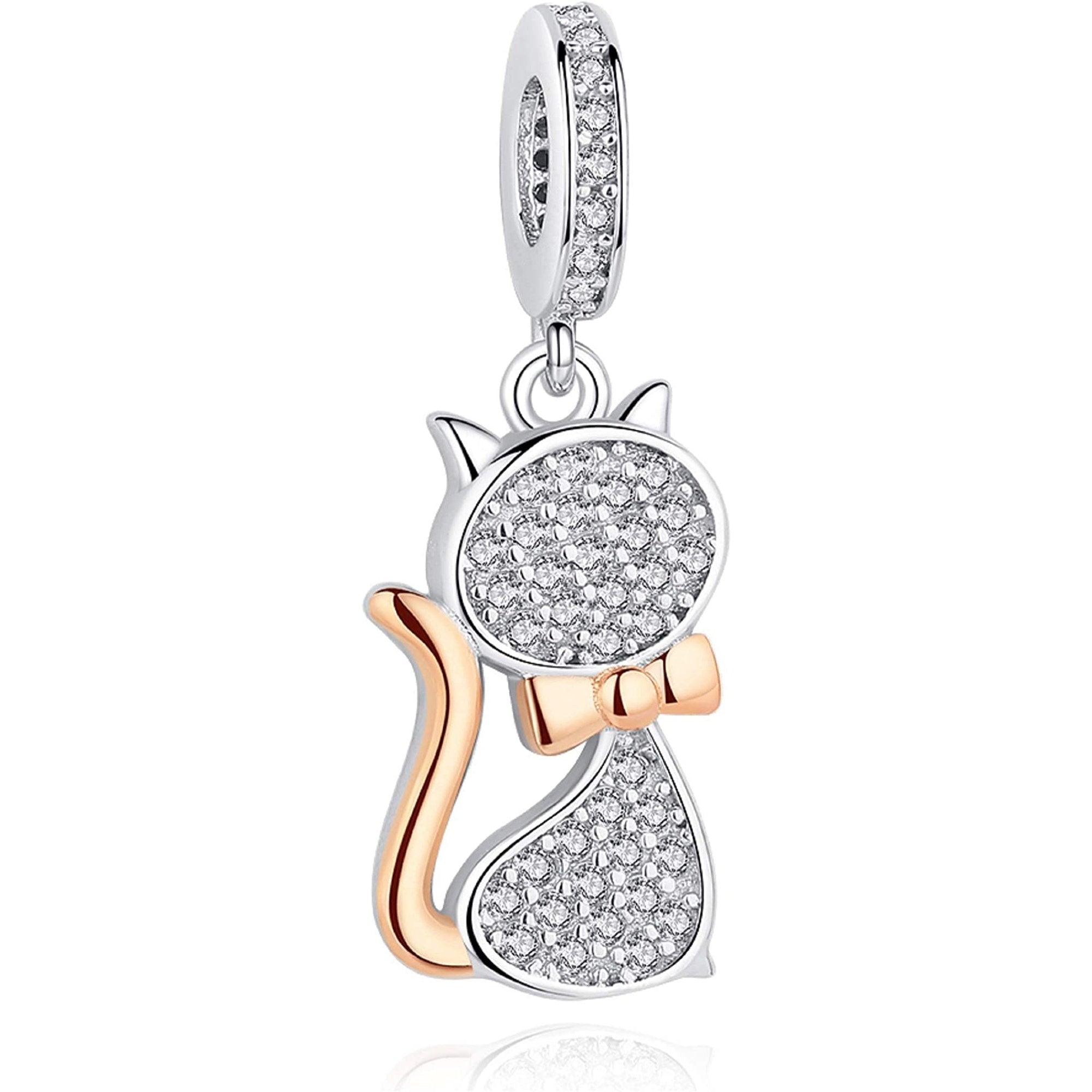 Crystal Kitty Cat Dangle Pendant Charm