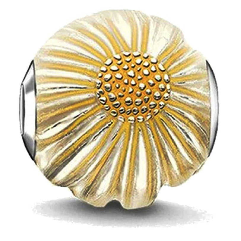 Yellow Sunflower Ball Bead Charm