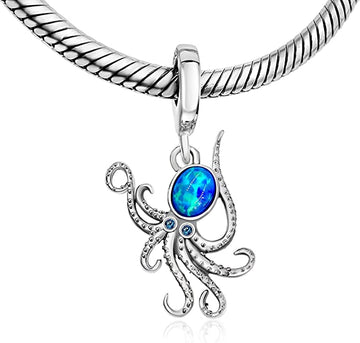 Opal Octopus Dangle Pendant Charm
