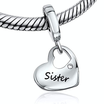 Sister Heart Dangle Pendant Charm
