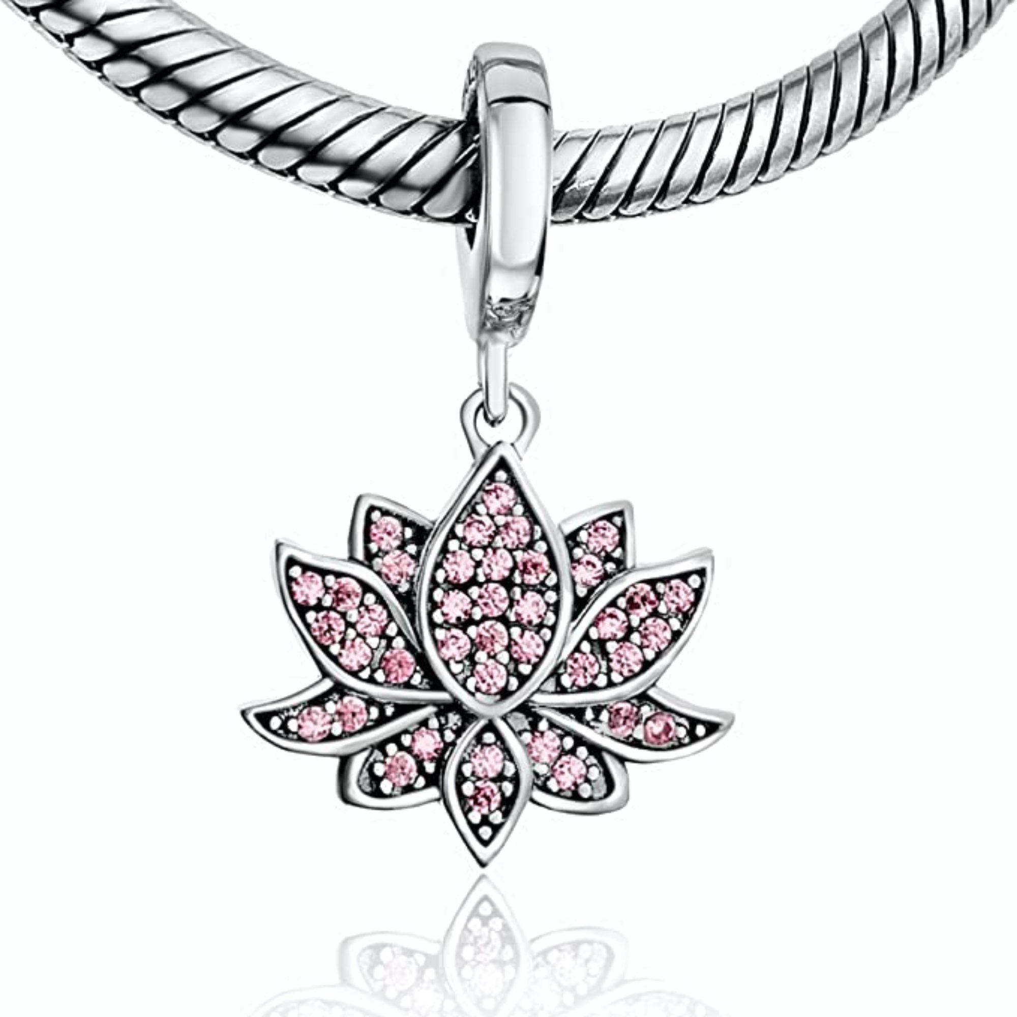 Dazzling Pink Lotus Dangle Pendant