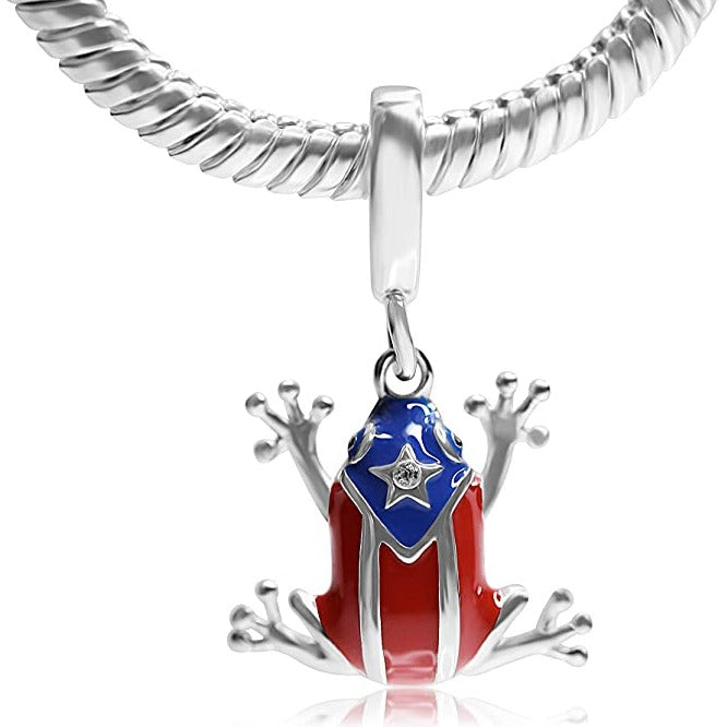 Puerto Rico Flag Coqui Frog Dangle Pendant