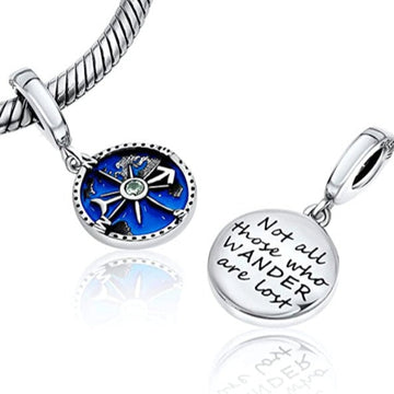 Not All Those Who Wander Are Lost Compass Earth Dangle Pendant Charm