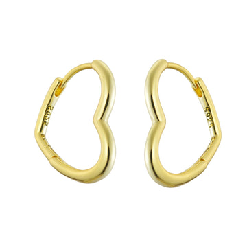 Gold Asymmetrical Heart Hoop Earrings