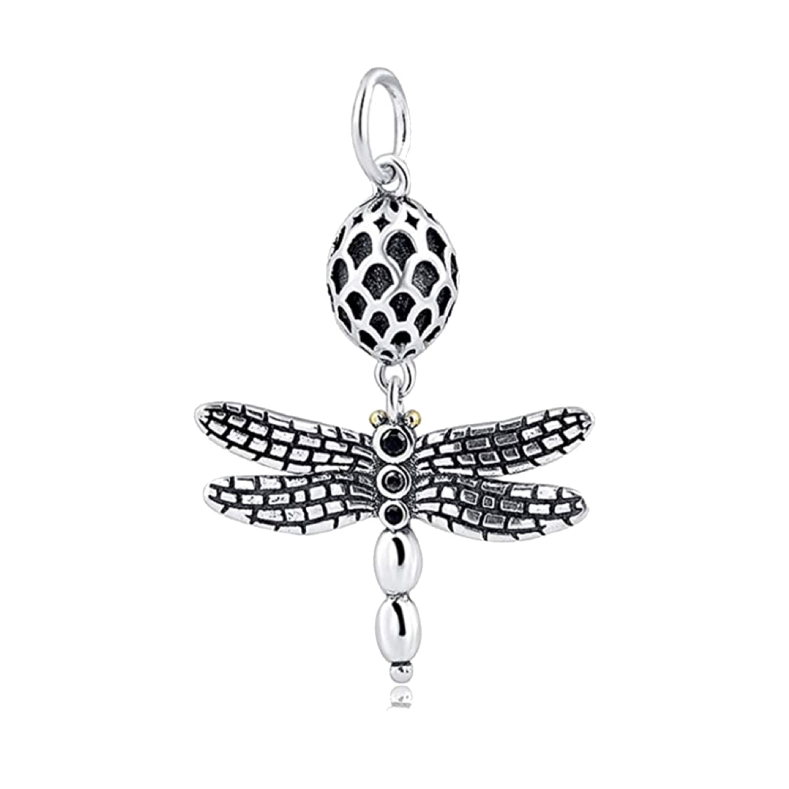 Realistic Dragonfly Silver Dangle Pendant Bead Charm