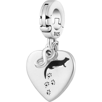 Ferret Footprint Heart Bead Charm