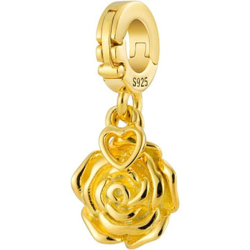 Yellow Gold Rose Pendant Charm