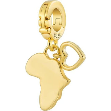African Continent Open Clasp Clip On Pendant 14K Gold Plated