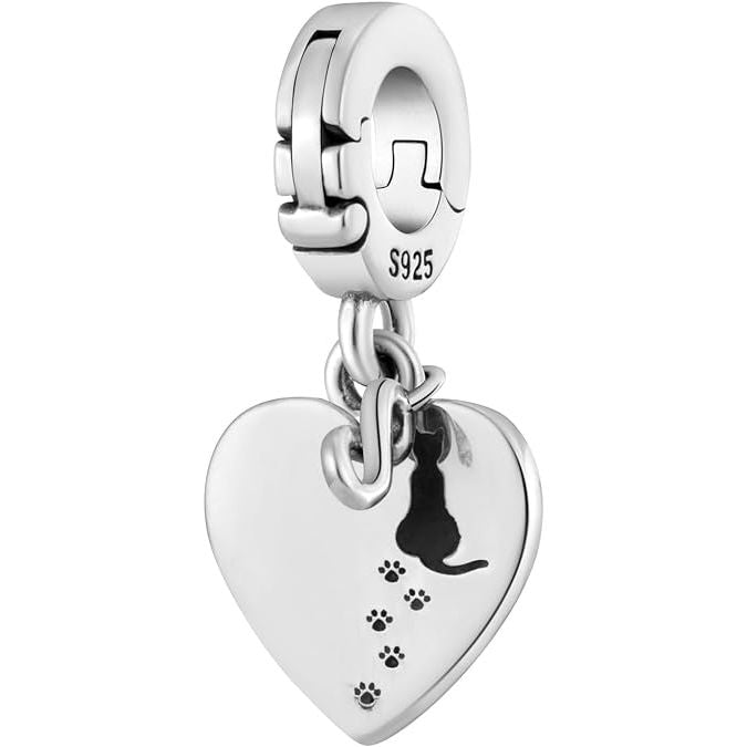 Cat Footprint Heart Infinity Pendant Bead Charm