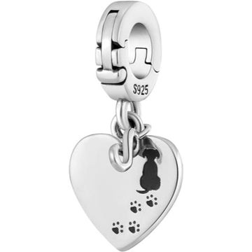 Dog Footprint Heart Infinity Pendant Bead Charm